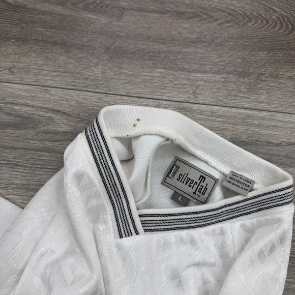 Levis SilverTab Shirt Mens Large White Jacquard All Over 90s Skater Y2K Vintage - Picture 9 of 14